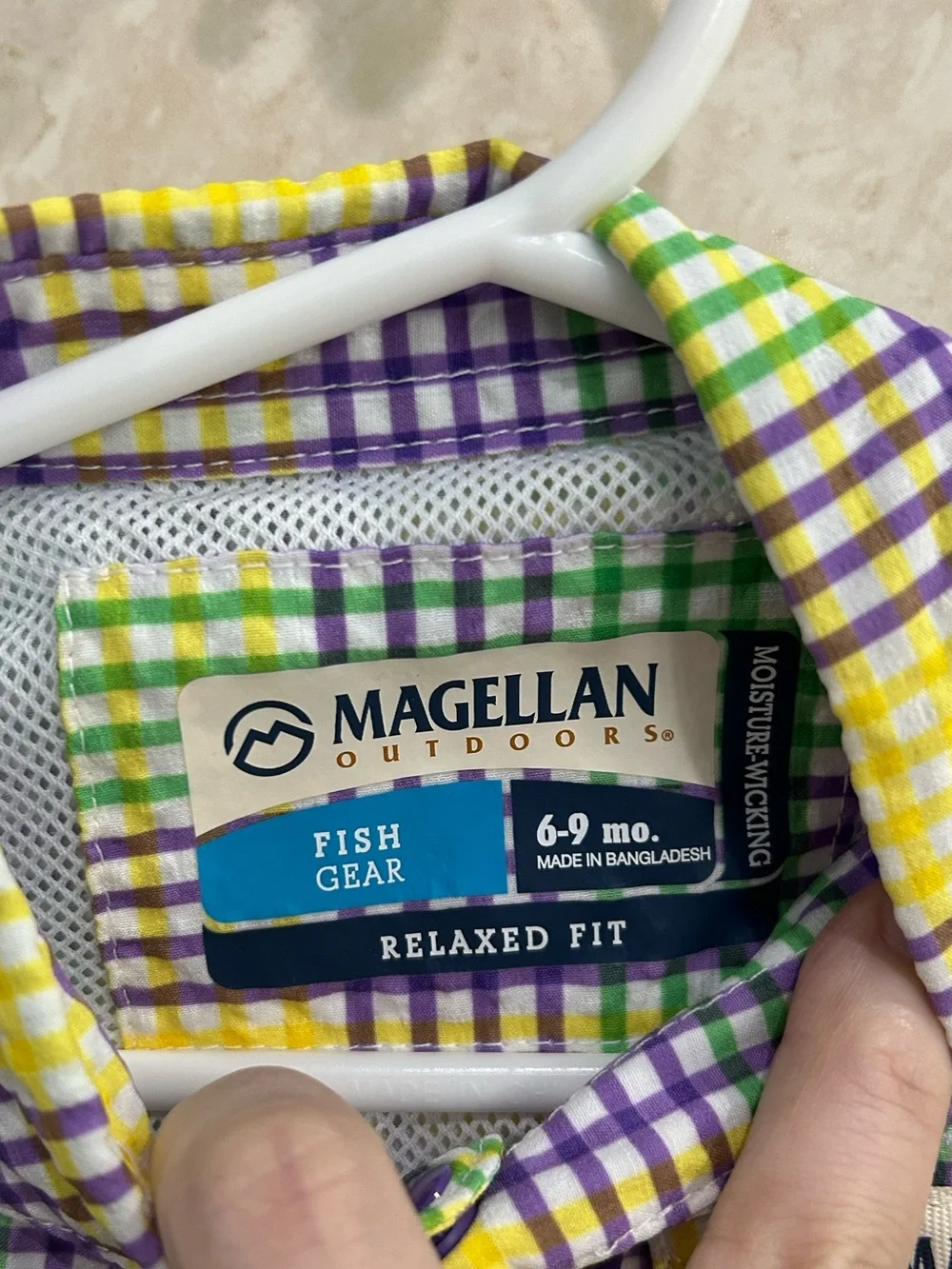 Magellan NWT MardiGras Seersucker Gingham Onesie Fishing